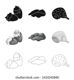 Isolated object of product and poultry logo. Set of product and agriculture    vector icon for stock.