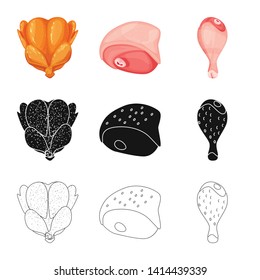 Isolated object of product and poultry logo. Set of product and agriculture    stock symbol for web.