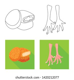 Isolated object of product and poultry logo. Collection of product and agriculture    stock vector illustration.