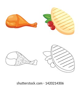 Isolated object of product and poultry logo. Set of product and agriculture    stock symbol for web.