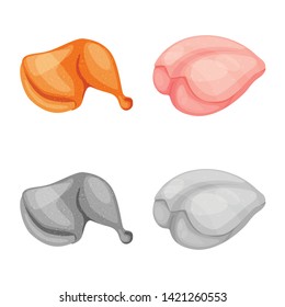 Isolated object of product and poultry logo. Set of product and agriculture    vector icon for stock.