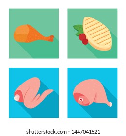 Isolated object of product and poultry logo. Set of product and agriculture stock vector illustration.