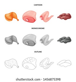 Isolated object of product and poultry logo. Collection of product and agriculture vector icon for stock.