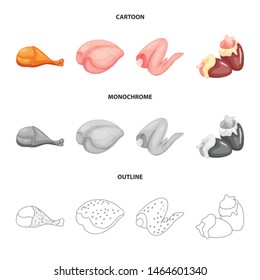 Isolated object of product and poultry logo. Set of product and agriculture vector icon for stock.