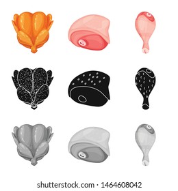 Isolated object of product and poultry logo. Set of product and agriculture stock vector illustration.