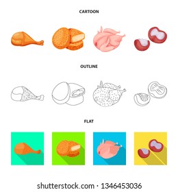 Isolated object of product and poultry sign. Collection of product and agriculture    stock vector illustration.