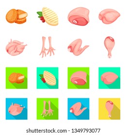 Isolated object of product and poultry sign. Set of product and agriculture    stock symbol for web.