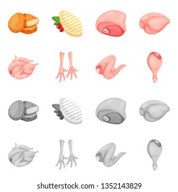 Isolated object of product and poultry sign. Set of product and agriculture    stock vector illustration.