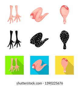 Isolated object of product and poultry sign. Collection of product and agriculture    stock vector illustration.