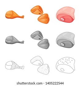 Isolated object of product and poultry sign. Collection of product and agriculture    stock vector illustration.