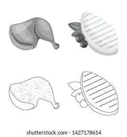 Isolated object of product and poultry sign. Set of product and agriculture stock symbol for web.