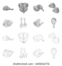 Isolated object of product and poultry sign. Collection of product and agriculture vector icon for stock.