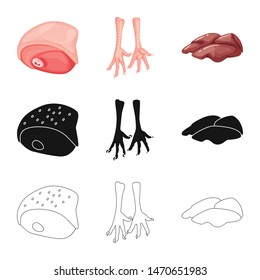 Isolated object of product and poultry sign. Collection of product and agriculture vector icon for stock.