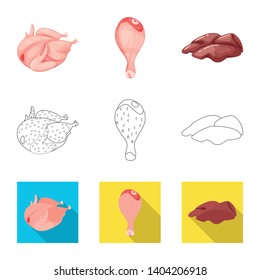 Isolated object of product and poultry symbol. Collection of product and agriculture    vector icon for stock.