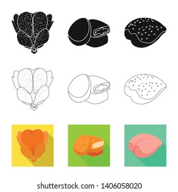 Isolated object of product and poultry symbol. Collection of product and agriculture    stock vector illustration.