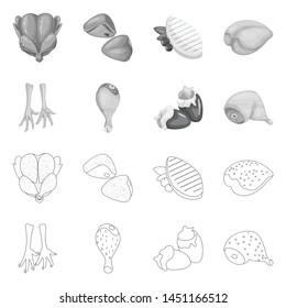 Isolated object of product and poultry symbol. Set of product and agriculture stock vector illustration.