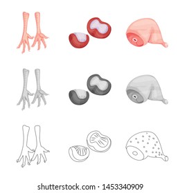 Isolated object of product and poultry symbol. Collection of product and agriculture stock symbol for web.