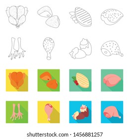 Isolated object of product and poultry symbol. Set of product and agriculture vector icon for stock.
