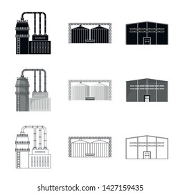 Isolated object of production and structure logo. Collection of production and technology stock symbol for web.