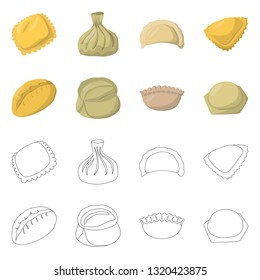 Isolated object of products  and cooking logo. Collection of products  and appetizer vector icon for stock.