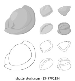 Isolated object of products  and cooking logo. Set of products  and appetizer vector icon for stock.