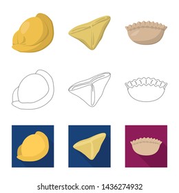 Isolated object of products and cooking logo. Collection of products and appetizer vector icon for stock.