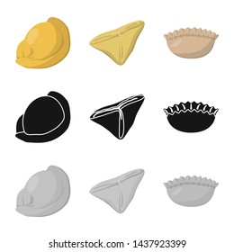 Isolated object of products and cooking logo. Collection of products and appetizer vector icon for stock.