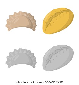 Isolated object of products and cooking logo. Collection of products and appetizer stock vector illustration.