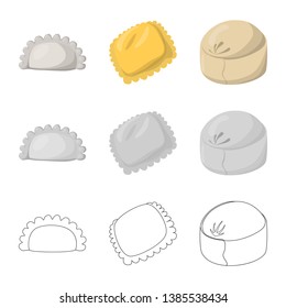 Isolated object of products  and cooking sign. Collection of products  and appetizer stock vector illustration.