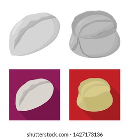 Isolated object of products and cooking sign. Collection of products and appetizer stock vector illustration.