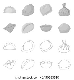 Isolated object of products and cooking sign. Set of products and appetizer vector icon for stock.