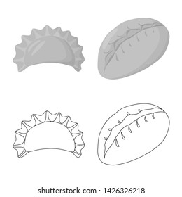 Isolated object of products and cooking symbol. Collection of products and appetizer vector icon for stock.
