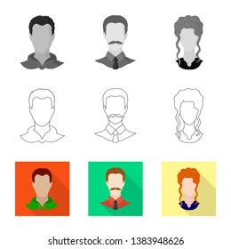 Isolated object of professional and photo icon. Set of professional and profile stock vector illustration.