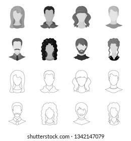 Isolated object of professional and photo sign. Collection of professional and profile vector icon for stock.