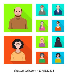 Isolated object of profile and portrait icon. Collection of profile and profession  vector icon for stock.