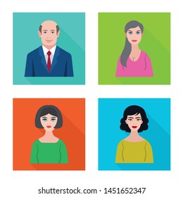 Isolated object of profile and portrait sign. Set of profile and profession vector icon for stock.