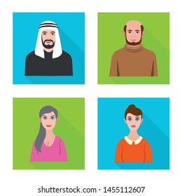 Isolated object of profile and portrait sign. Set of profile and profession stock symbol for web.