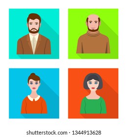 Isolated object of profile and portrait symbol. Set of profile and profession  stock vector illustration.