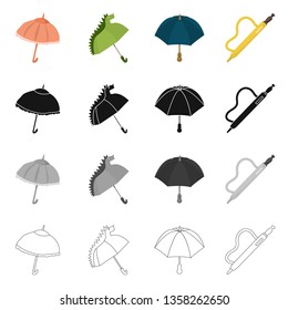 Isolated object of protection and closed icon. Collection of protection and rainy vector icon for stock.