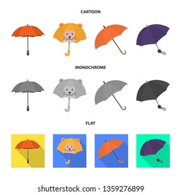 Isolated object of protection and closed icon. Collection of protection and rainy stock vector illustration.
