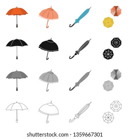 Isolated object of protection and closed icon. Collection of protection and rainy stock vector illustration.