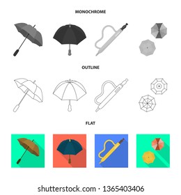Isolated object of protection and closed icon. Set of protection and rainy stock vector illustration.