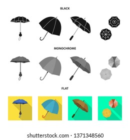 Isolated object of protection and closed icon. Set of protection and rainy stock symbol for web.