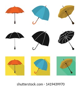 Isolated object of protection and closed icon. Collection of protection and rainy vector icon for stock.