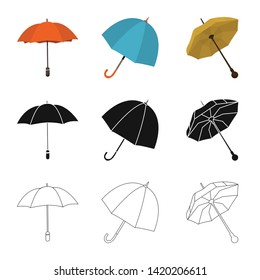 Isolated object of protection and closed icon. Set of protection and rainy stock vector illustration.
