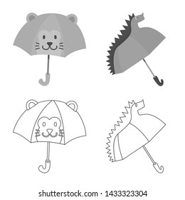 Isolated object of protection and closed icon. Collection of protection and rainy stock symbol for web.