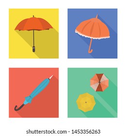 Isolated object of protection and closed icon. Collection of protection and rainy vector icon for stock.