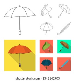 Isolated object of protection and closed logo. Collection of protection and rainy stock symbol for web.