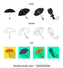 Isolated object of protection and closed logo. Set of protection and rainy vector icon for stock.