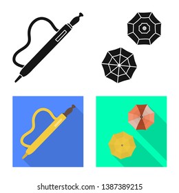Isolated object of protection and closed logo. Set of protection and rainy stock vector illustration.